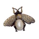 Bee Ornament with pearl, 2.5cm.(BA000546) Color Μπρονζέ/bronze